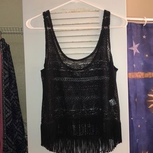 Black Crop top with tassels